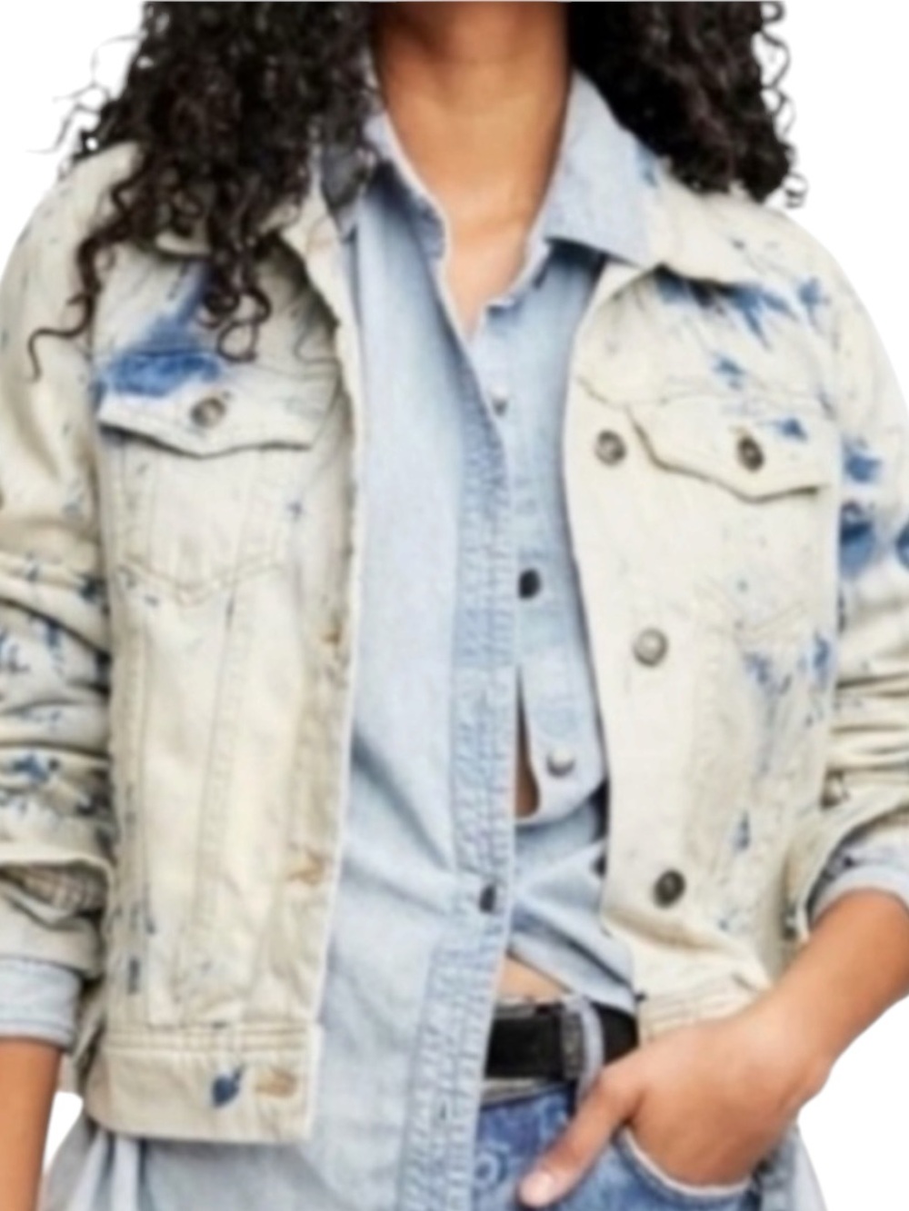Free People Rumors Bleached Denim Jacket Excellent Condition - Picture 2 of 6